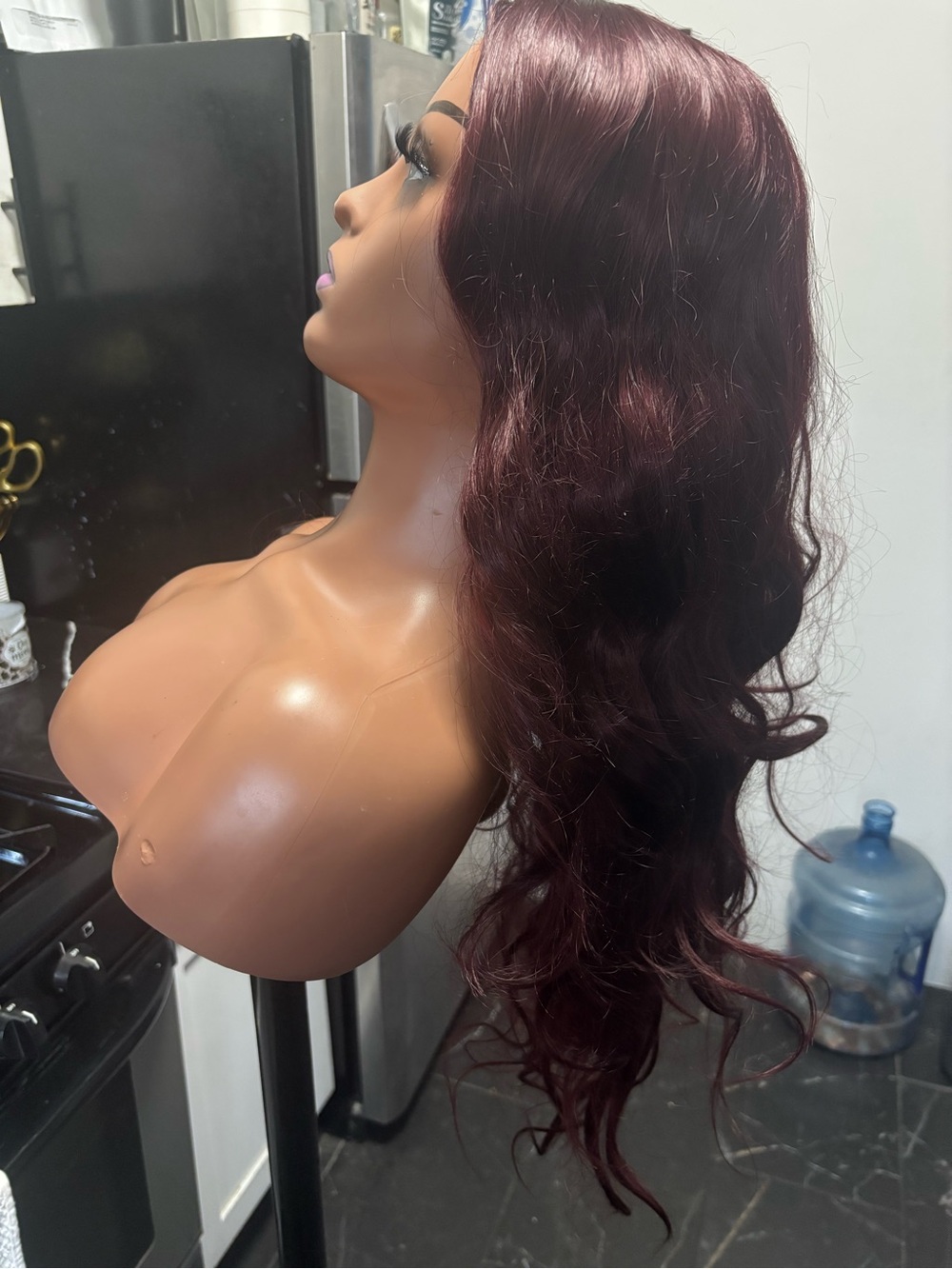 Burgundy Wavy Lace Front Wig - Picture 6 of 6